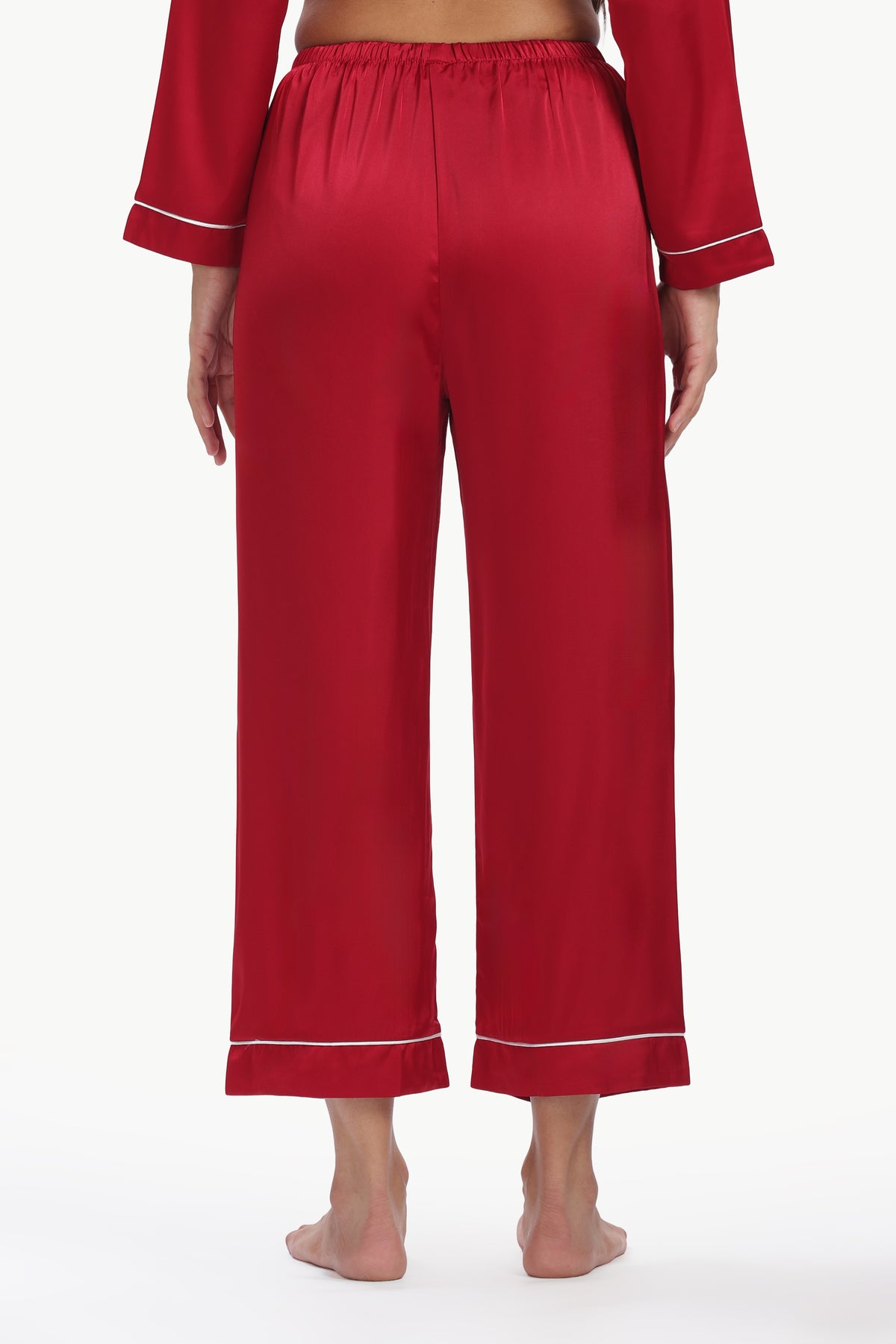 MERLOT Full-Sleeve Satin Shirt & Pyjama Set — Maroon