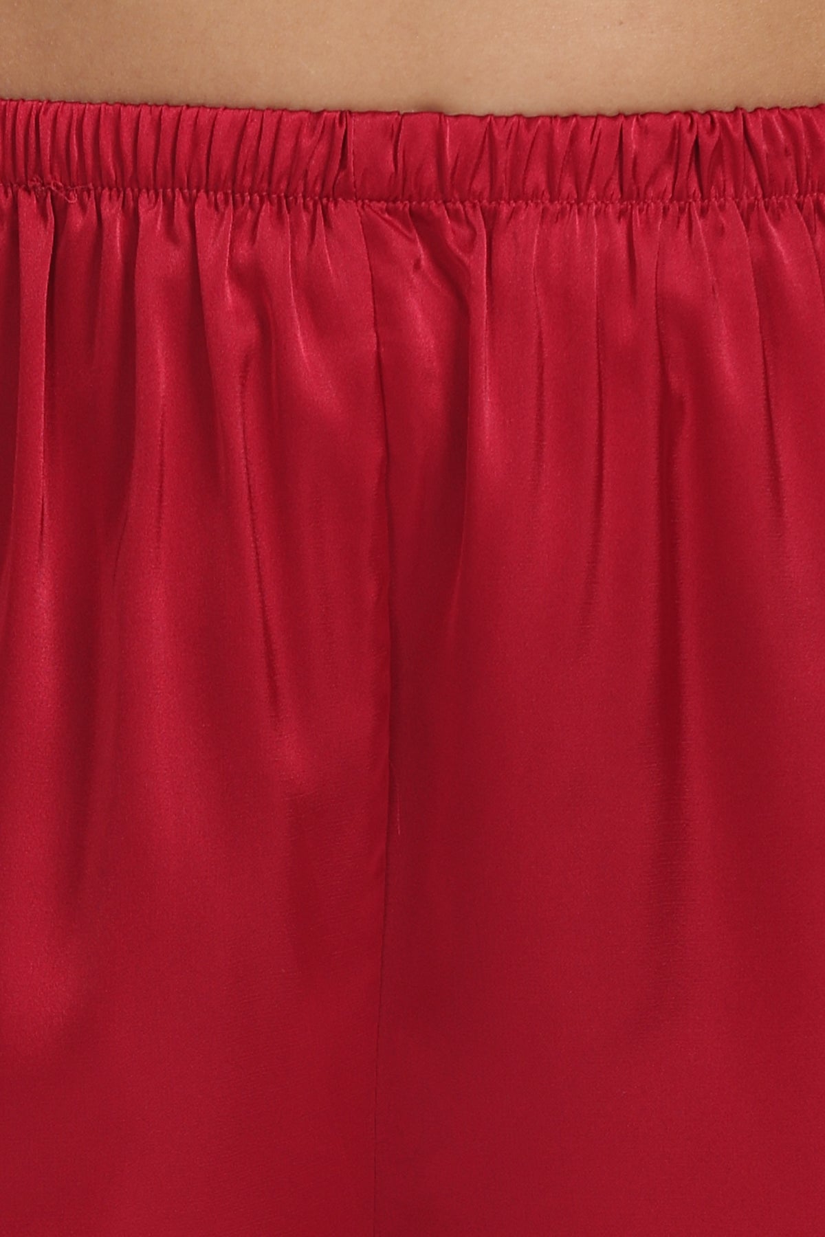 MERLOT Full-Sleeve Satin Shirt & Pyjama Set — Maroon