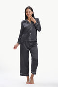 SLATE Full-Sleeve Satin Shirt & Pyjama Set — Dark Grey