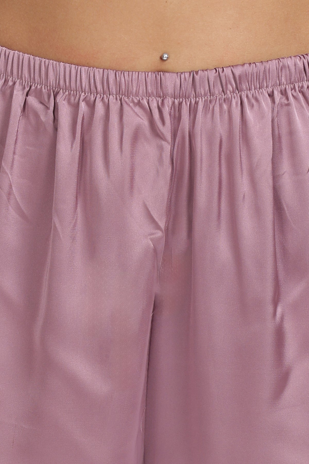 IRIS Full-Sleeve Satin Shirt & Pyjama Set — Violet