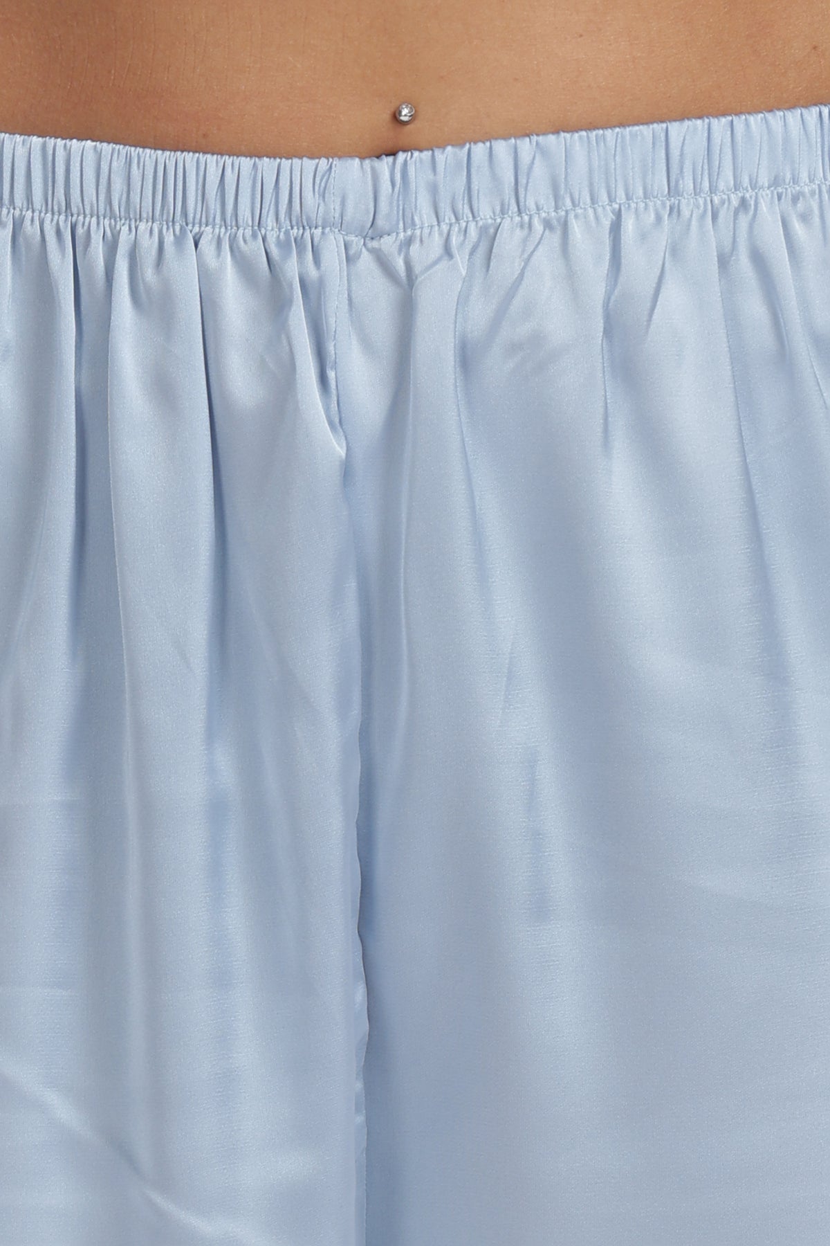 SKY Full-Sleeve Satin Shirt & Pyjama Set — Baby Blue