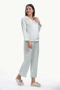 ICE Full-Sleeve Satin Shirt & Pyjama Set — ICE Blue