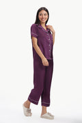 AMETHYST Half-Sleeve Satin Shirt & Pyjama Set