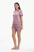 IRIS Half-Sleeve Satin Shirt & Shorts Set