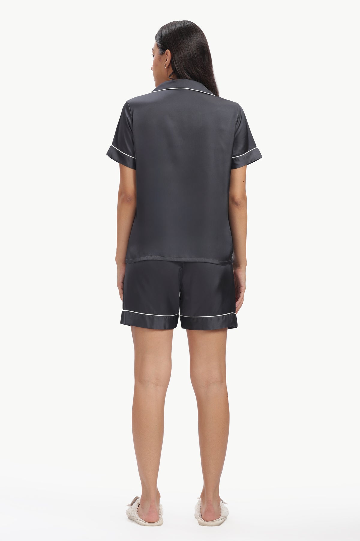 SLATE Half-Sleeve Satin Shirt & Shorts Set