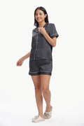 SLATE Half-Sleeve Satin Shirt & Shorts Set