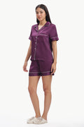 AMETHYST Half-Sleeve Satin Shirt & Shorts Set