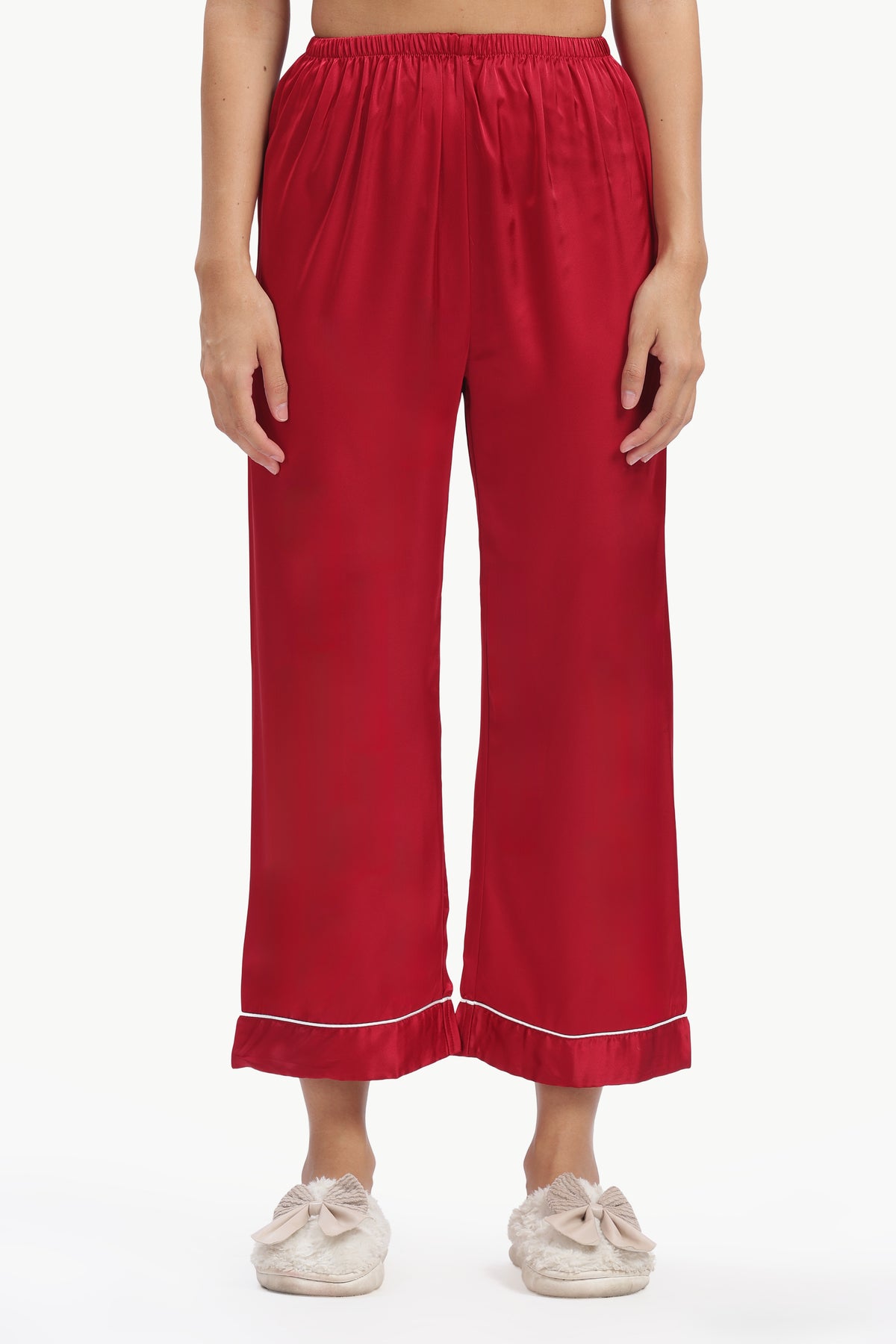 MERLOT Half-Sleeve Satin Shirt & Pyjama Set
