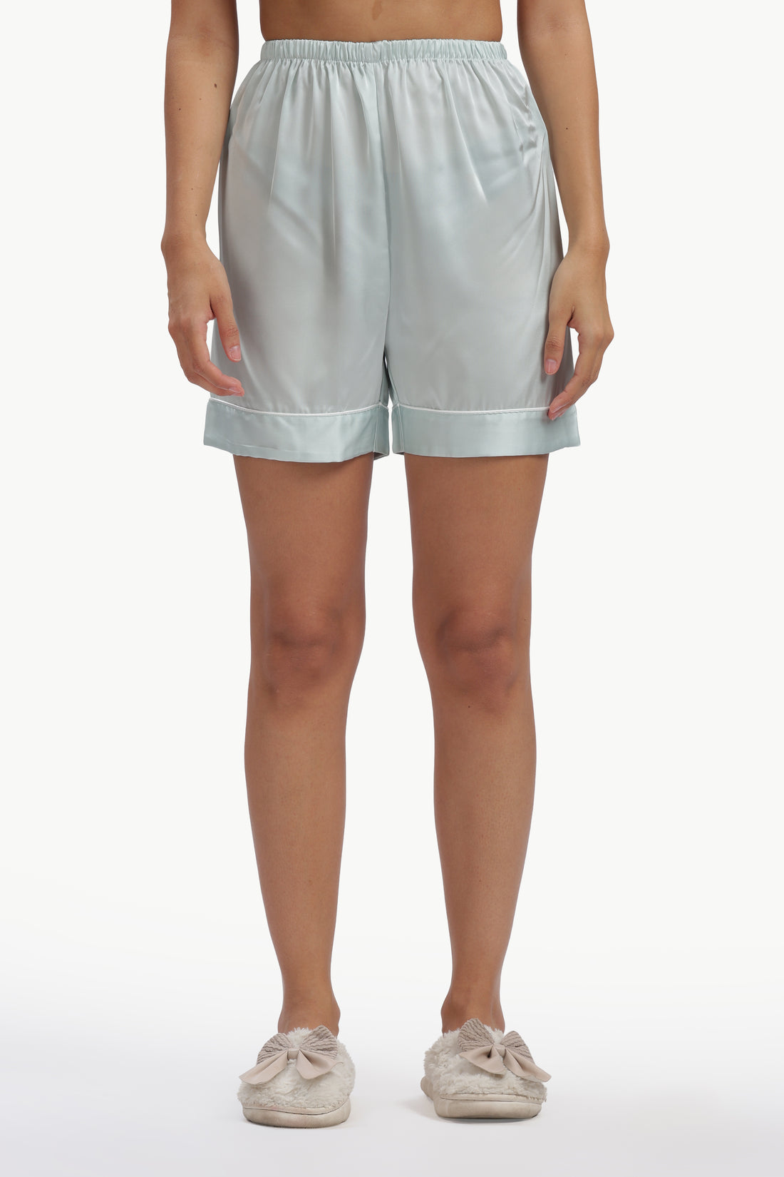 Ice Half-Sleeve Satin Shirt & Shorts Set