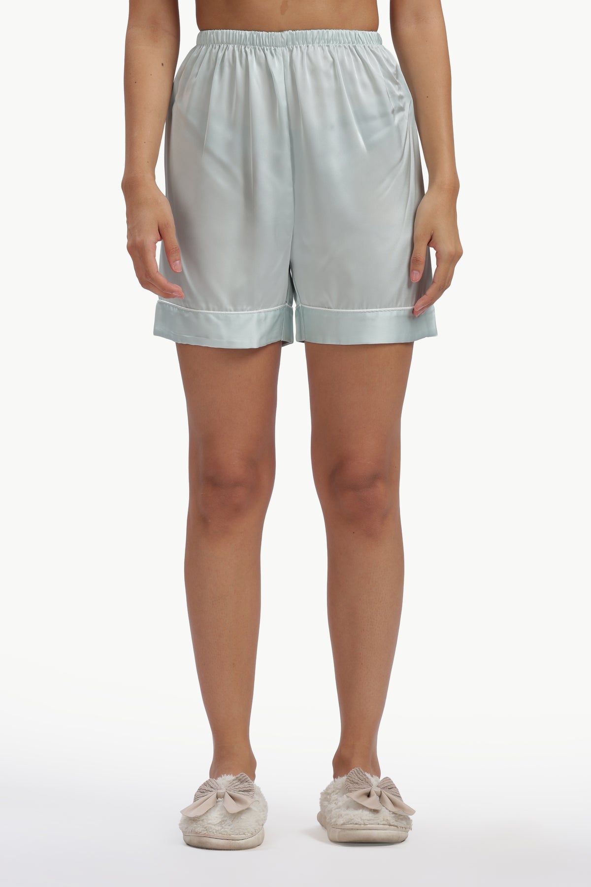 Ice Half-Sleeve Satin Shirt & Shorts Set