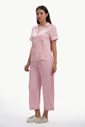 ROSÉ Half-Sleeve Satin Shirt & Pyjama Set