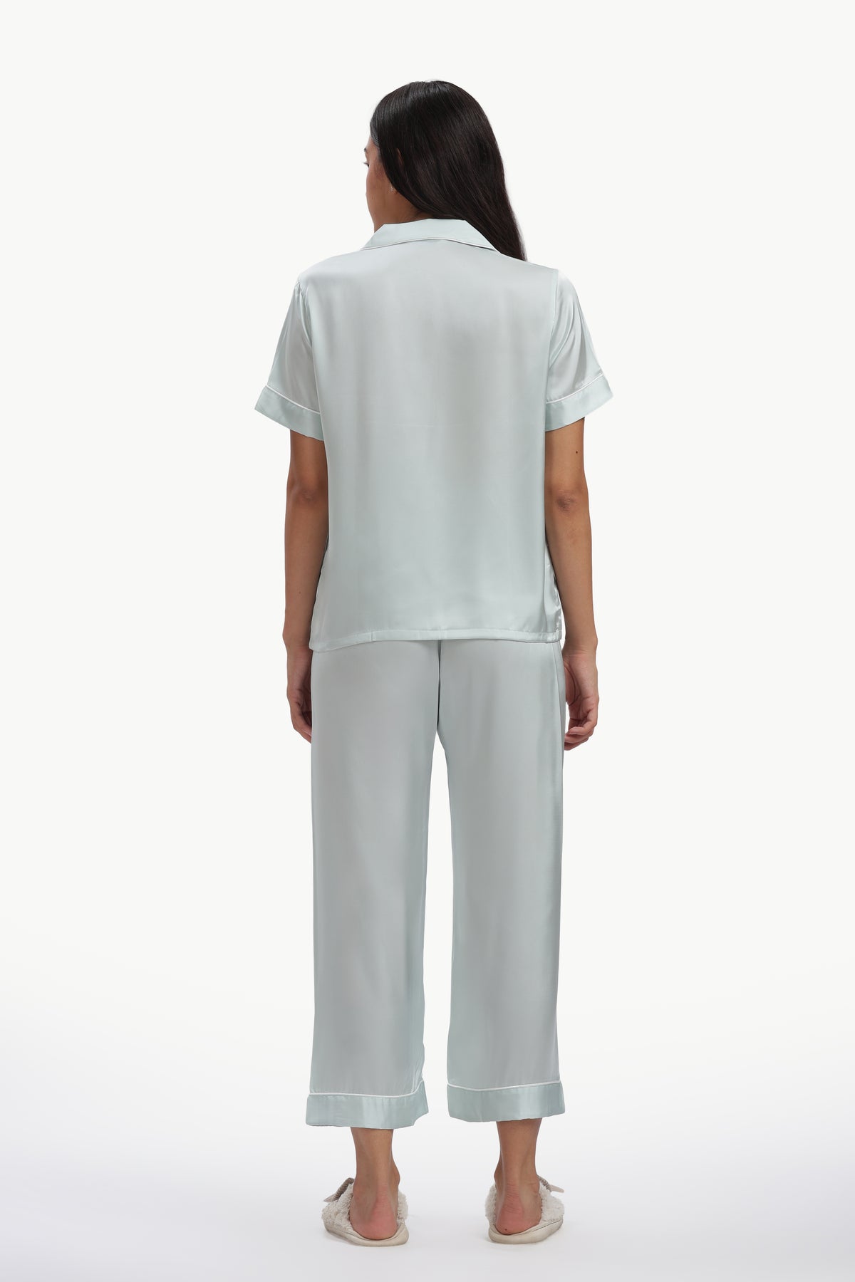 ICE Half-Sleeve Satin Shirt & Pyjama Set